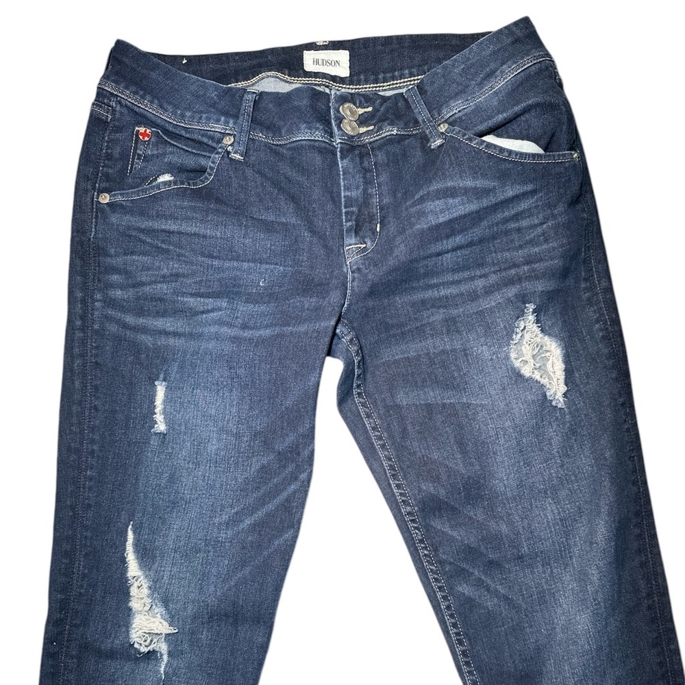 Hudson Jeans Blue Straight Leg Denim with Subtle Fading